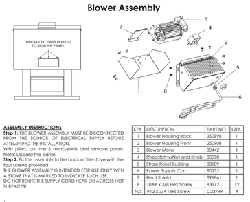 Part Location Diagram of 80442 US Stove Company Blower Motor